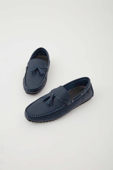  Tamer Tanca Erkek Hakiki Deri Lacivert Driver Ayakkabı