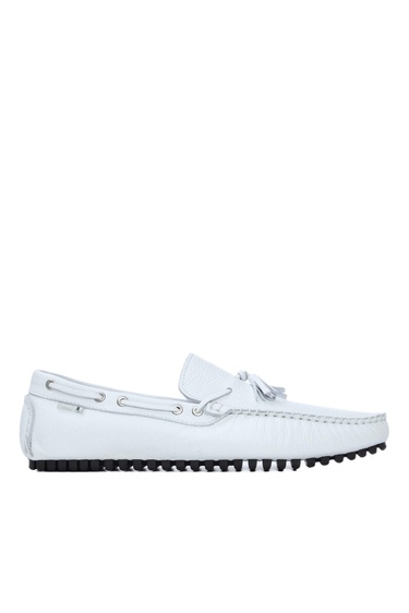  Tamer Tanca Erkek Hakiki Deri Beyaz Driver Ayakkabı