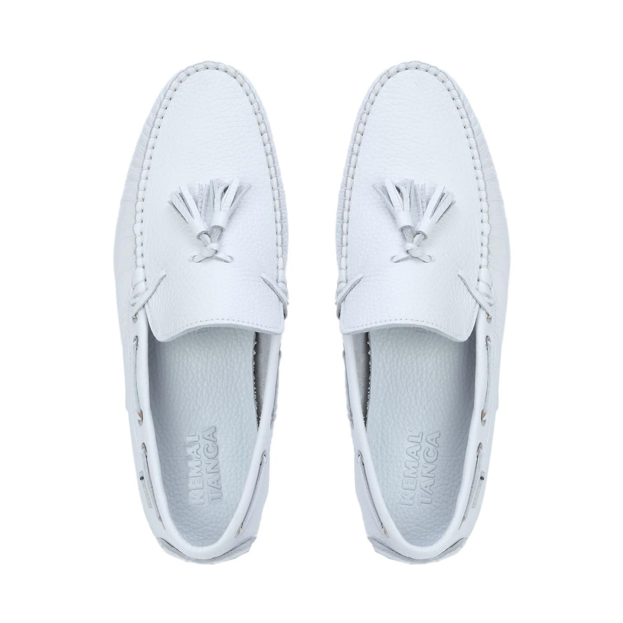 Tamer Tanca Erkek Hakiki Deri Beyaz Driver Ayakkabı