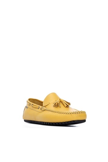  Tamer Tanca Erkek Hakiki Deri Sarı Driver Ayakkabı