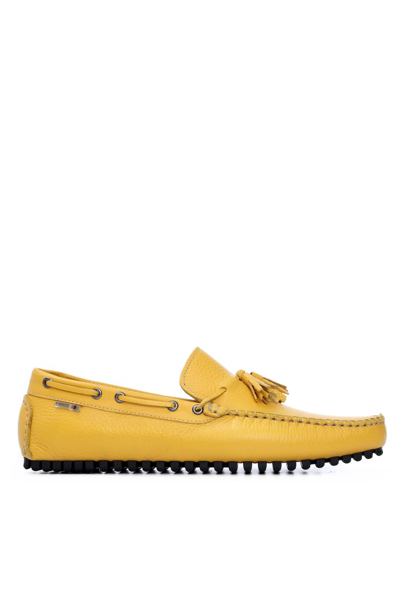  Tamer Tanca Erkek Hakiki Deri Sarı Driver Ayakkabı