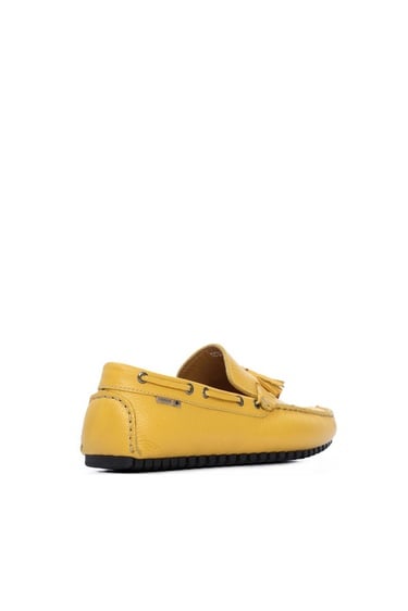  Tamer Tanca Erkek Hakiki Deri Sarı Driver Ayakkabı