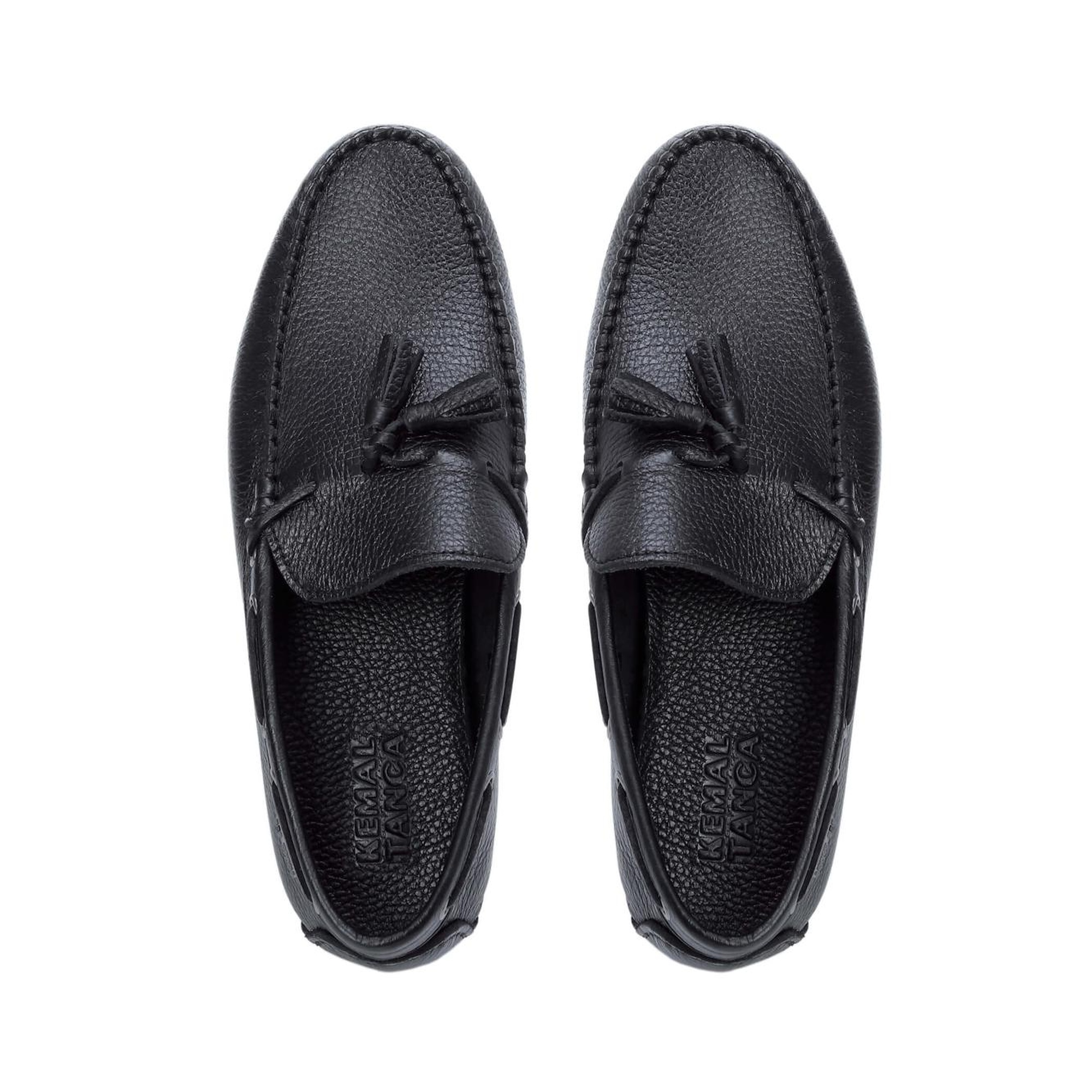 Tamer Tanca Erkek Hakiki Deri Siyah Floter Driver Ayakkabı