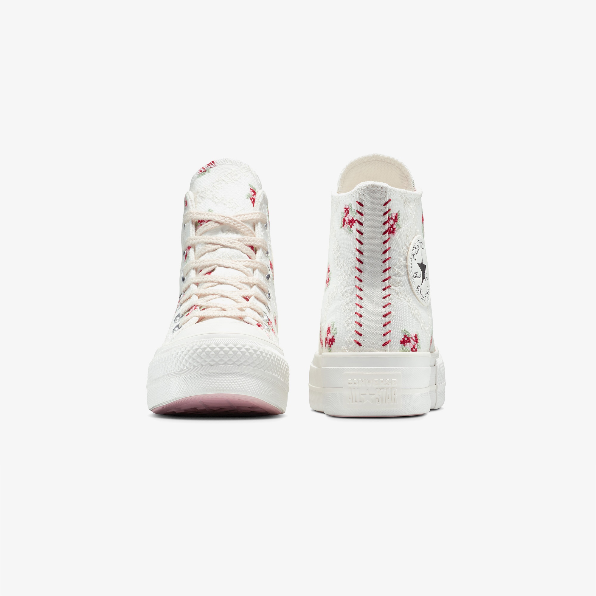 Converse Chuck Taylor All Star Lift Rose Cross Stitch Kadın Beyaz Platform Sneaker
