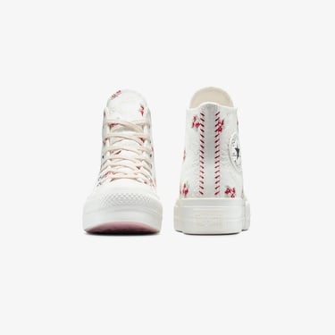  Converse Chuck Taylor All Star Lift Rose Cross Stitch Kadın Beyaz Platform Sneaker