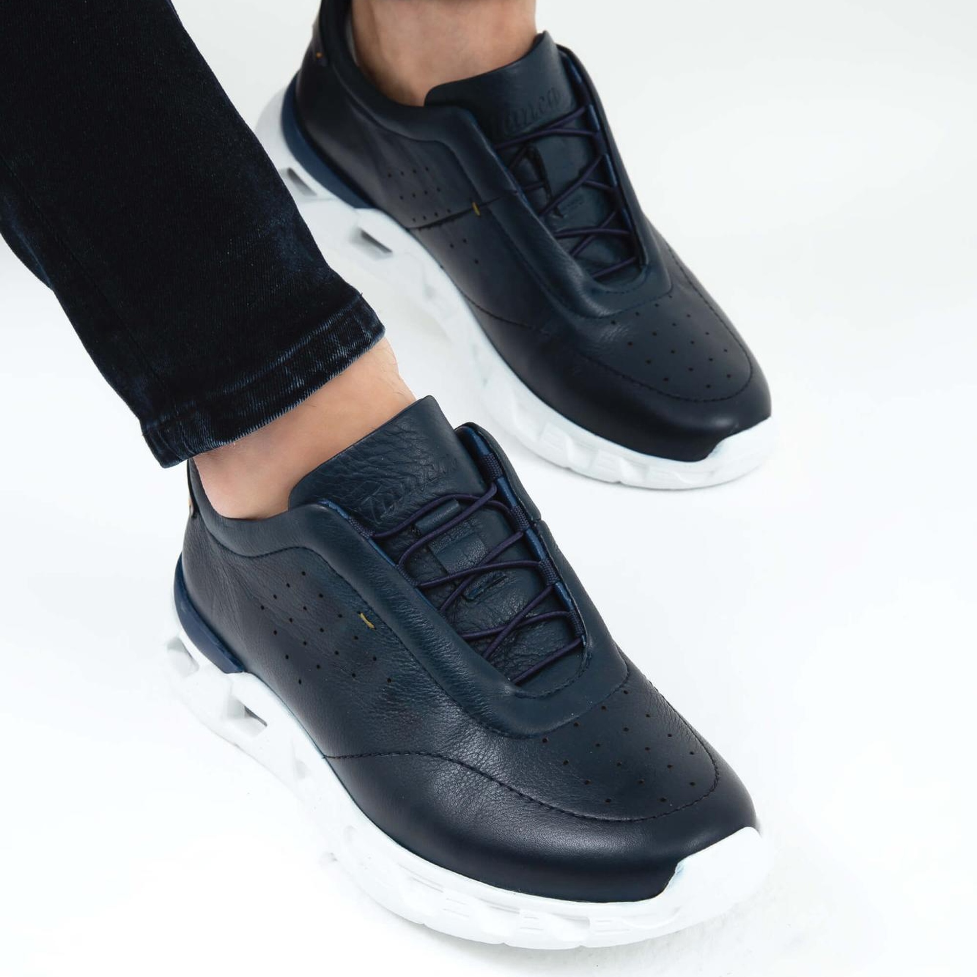 Tamer Tanca Erkek Hakiki Deri Lacivert Casual Ayakkabı