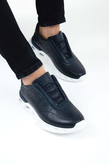  Tamer Tanca Erkek Hakiki Deri Lacivert Casual Ayakkabı