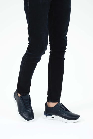  Tamer Tanca Erkek Hakiki Deri Lacivert Casual Ayakkabı