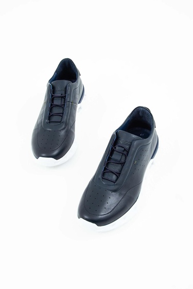  Tamer Tanca Erkek Hakiki Deri Lacivert Casual Ayakkabı