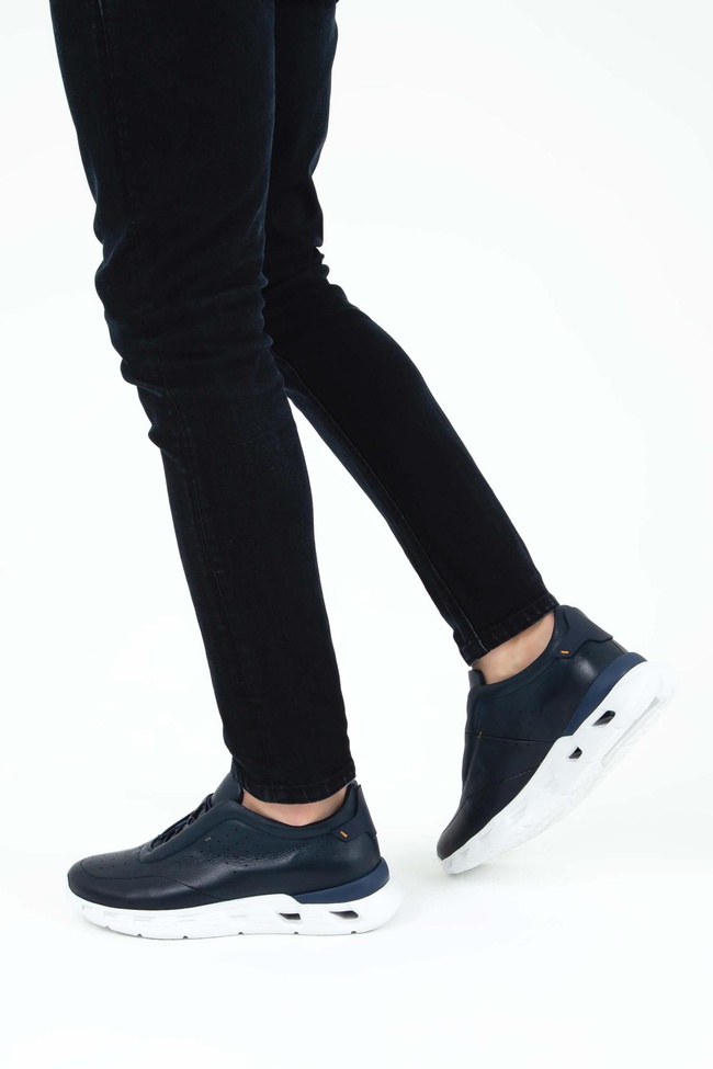  Tamer Tanca Erkek Hakiki Deri Lacivert Casual Ayakkabı