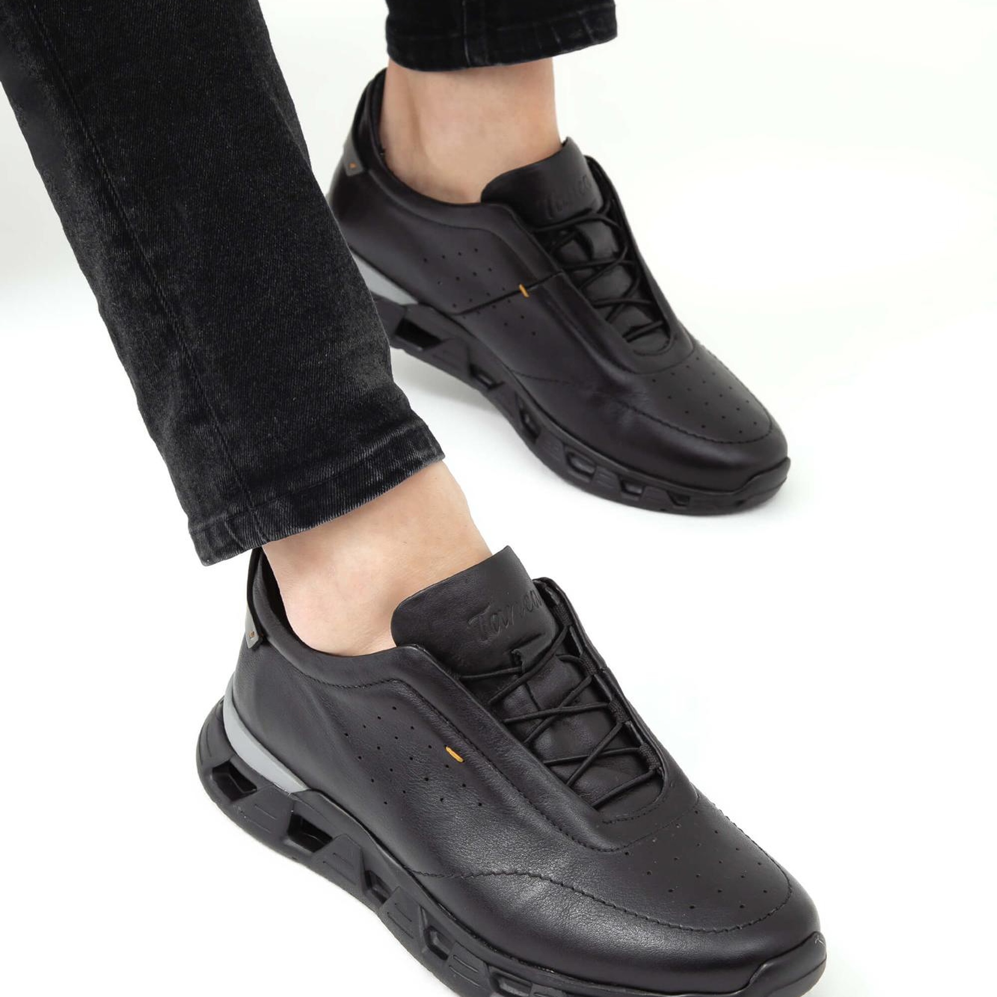 Tamer Tanca Erkek Hakiki Deri Siyah Casual Ayakkabı