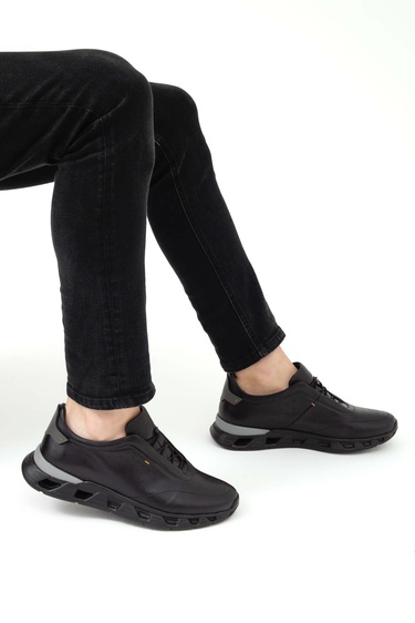  Tamer Tanca Erkek Hakiki Deri Siyah Casual Ayakkabı