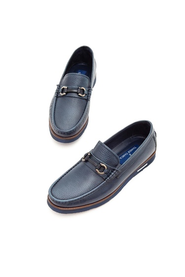  Tamer Tanca Erkek Hakiki Deri Lacivert Casual Ayakkabı