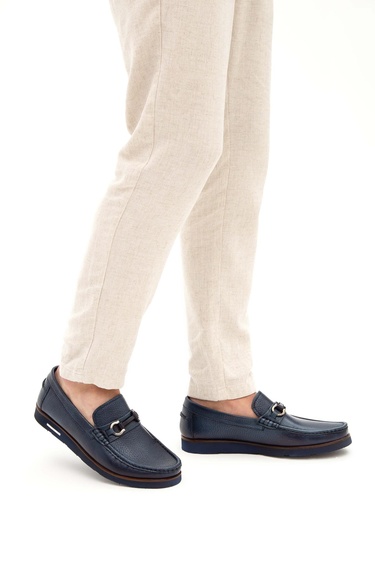  Tamer Tanca Erkek Hakiki Deri Lacivert Casual Ayakkabı