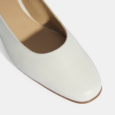 Kadın Beyaz Ayarlanabilir Tokalı DesaComfort Deri Topuklu Ayakkabı