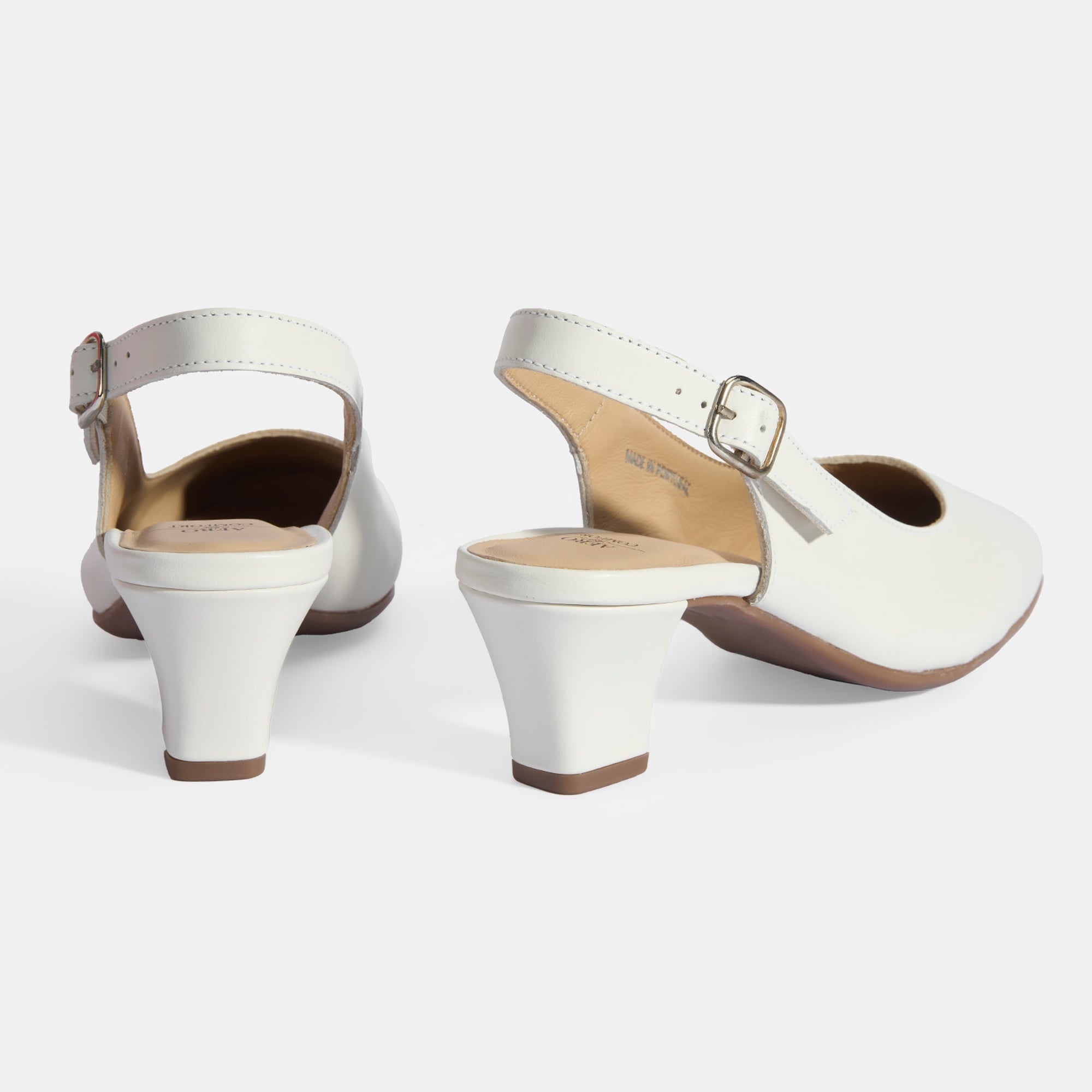 Kadın Beyaz Ayarlanabilir Tokalı DesaComfort Deri Topuklu Ayakkabı