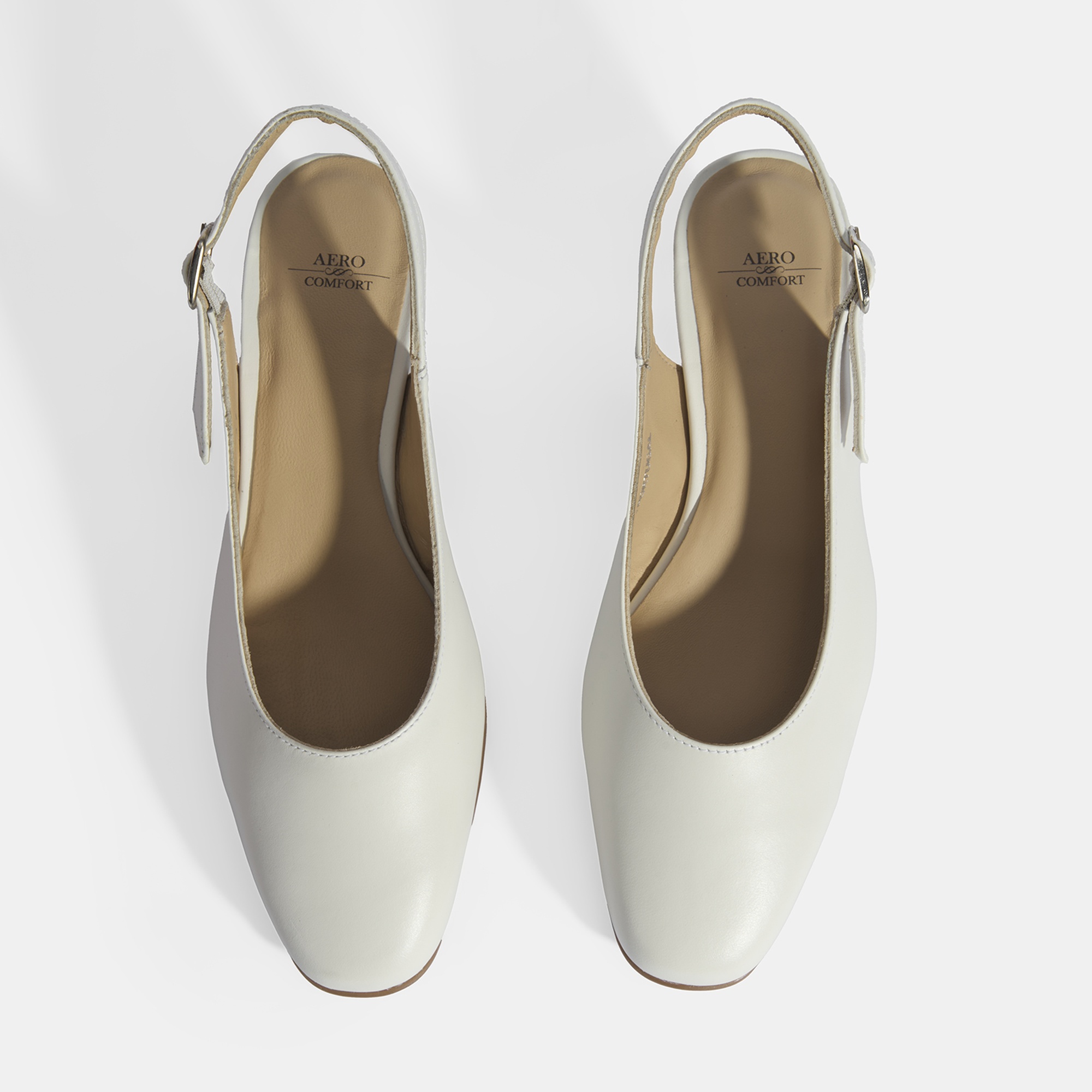 Kadın Beyaz Ayarlanabilir Tokalı DesaComfort Deri Topuklu Ayakkabı