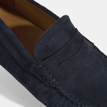  Erkek Lacivert Slip-On Süet Loafer