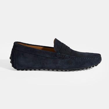  Erkek Lacivert Slip-On Süet Loafer