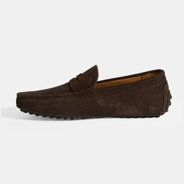  Erkek Kahve Slip-On Süet Loafer