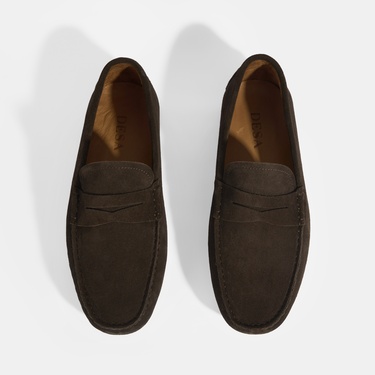  Erkek Kahve Slip-On Süet Loafer