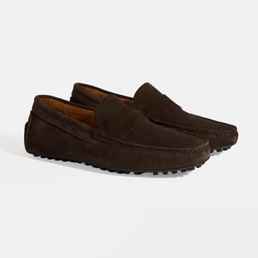  Erkek Kahve Slip-On Süet Loafer