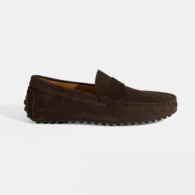  Erkek Kahve Slip-On Süet Loafer