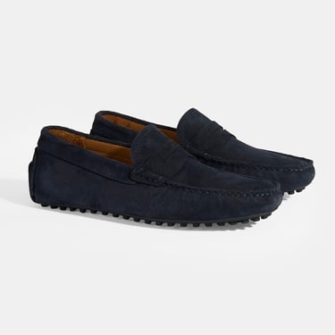  Erkek Lacivert Slip-On Süet Loafer