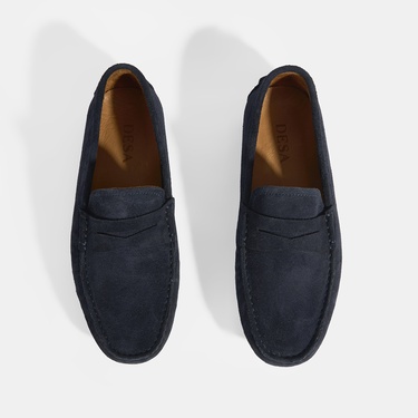  Erkek Lacivert Slip-On Süet Loafer