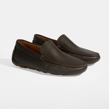  Erkek Kahve Slip-On Deri Loafer