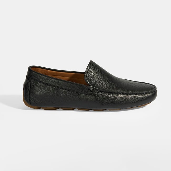  Erkek Siyah Slip-On Deri Loafer