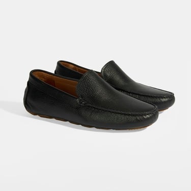  Erkek Siyah Slip-On Deri Loafer