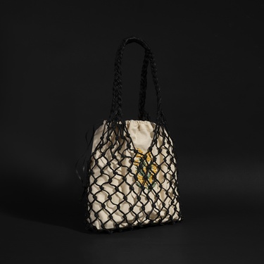  KEDV Mimozalı Deri Örgü Çanta