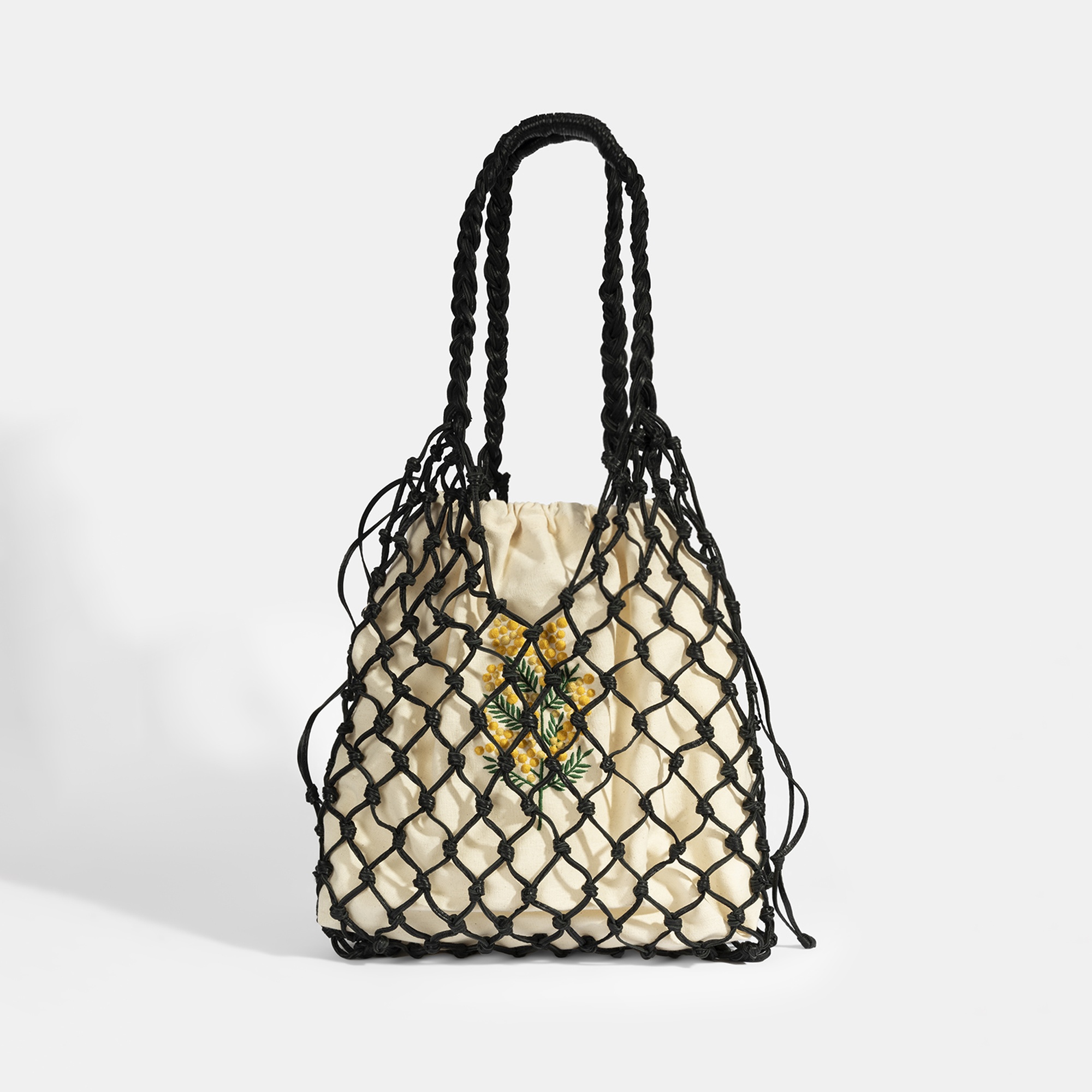 KEDV Mimozalı Deri Örgü Çanta