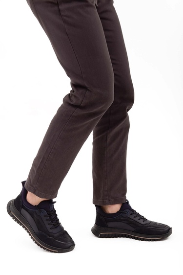  Tamer Tanca Erkek Hakiki Deri Lacivert Streç Casual Ayakkabı