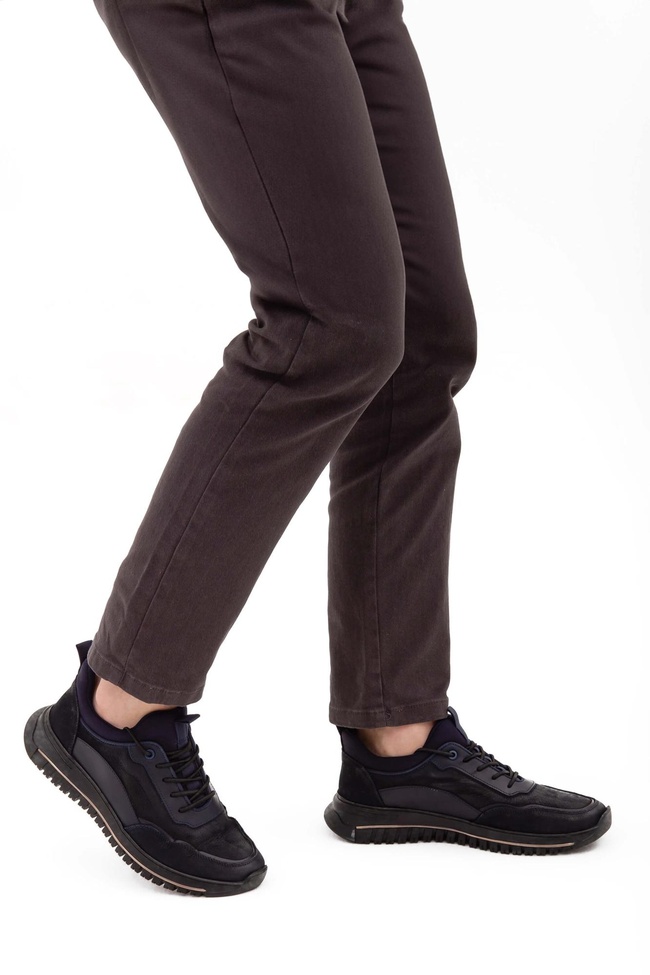  Tamer Tanca Erkek Hakiki Deri Lacivert Streç Casual Ayakkabı