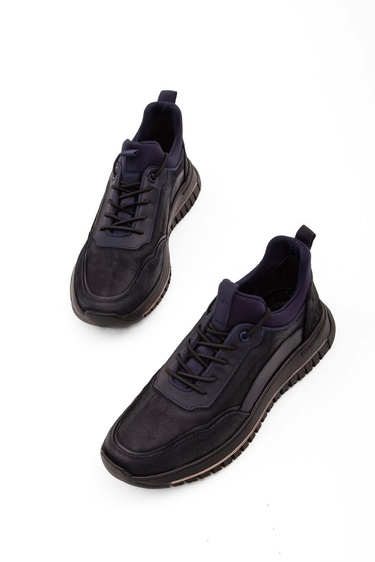  Tamer Tanca Erkek Hakiki Deri Lacivert Streç Casual Ayakkabı