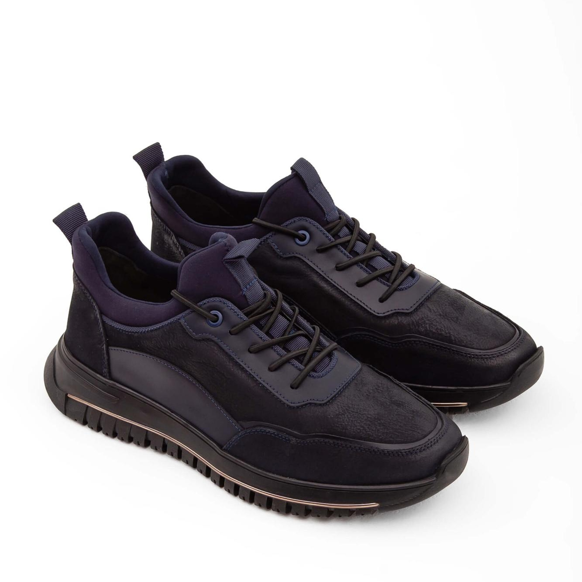 Tamer Tanca Erkek Hakiki Deri Lacivert Streç Casual Ayakkabı