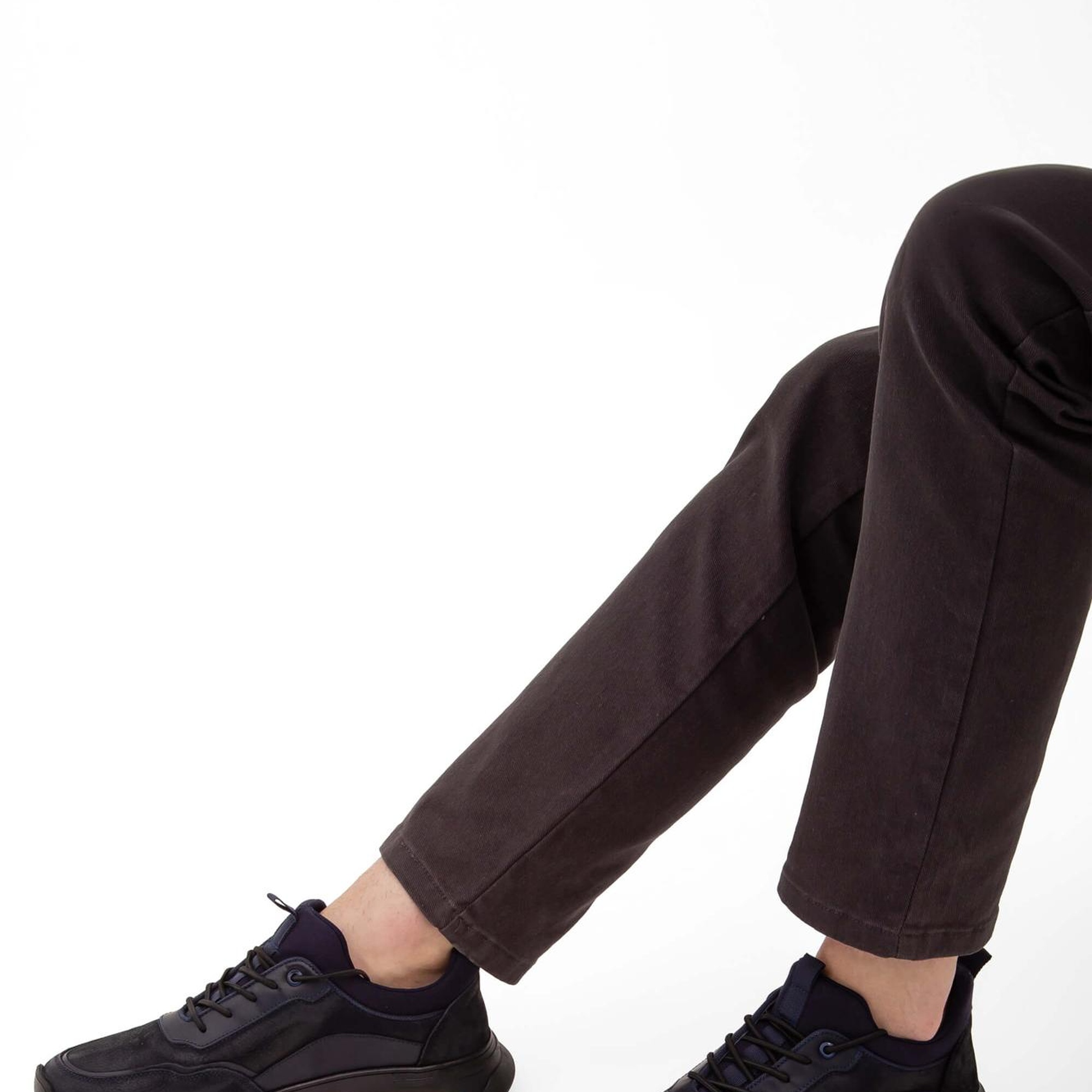 Tamer Tanca Erkek Hakiki Deri Lacivert Streç Casual Ayakkabı