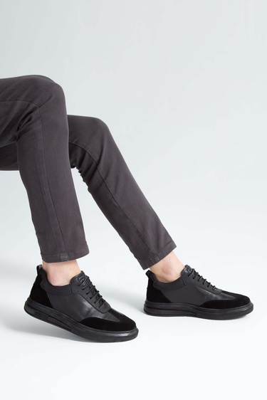  Tamer Tanca Erkek Hakiki Deri Siyah Casual Ayakkabı