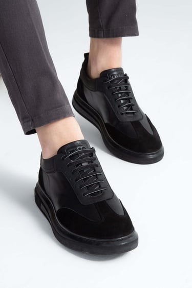  Tamer Tanca Erkek Hakiki Deri Siyah Casual Ayakkabı