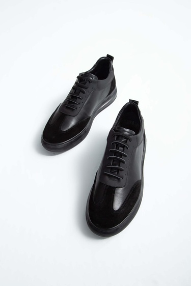  Tamer Tanca Erkek Hakiki Deri Siyah Casual Ayakkabı