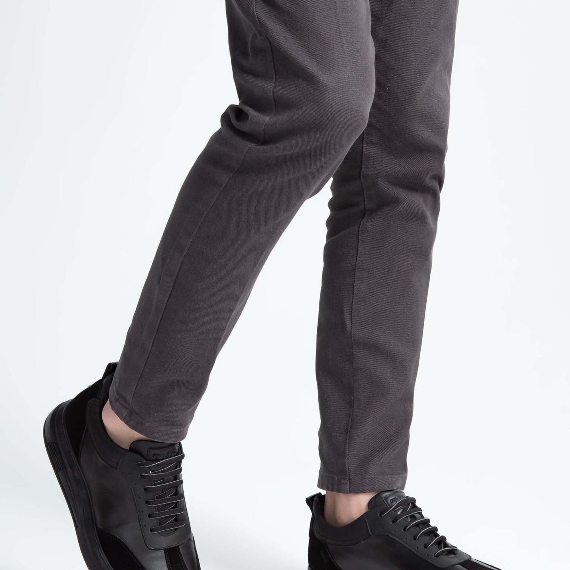 Tamer Tanca Erkek Hakiki Deri Siyah Casual Ayakkabı