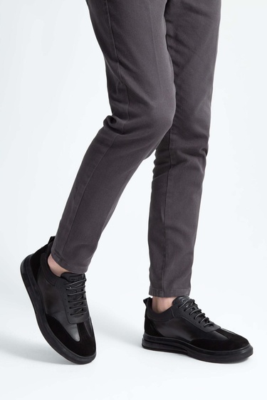  Tamer Tanca Erkek Hakiki Deri Siyah Casual Ayakkabı