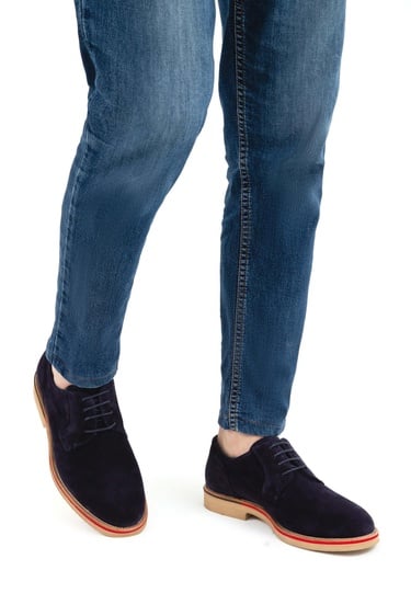  Tamer Tanca Erkek Hakiki Deri Lacivert Casual Ayakkabı