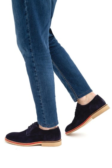  Tamer Tanca Erkek Hakiki Deri Lacivert Casual Ayakkabı