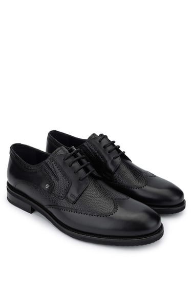  Tamer Tanca Erkek Hakiki Deri Siyah Günlük Ayakkabı