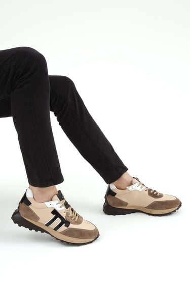  Tamer Tanca Erkek Hakiki Deri Bej Sneakers & Spor Ayakkabı