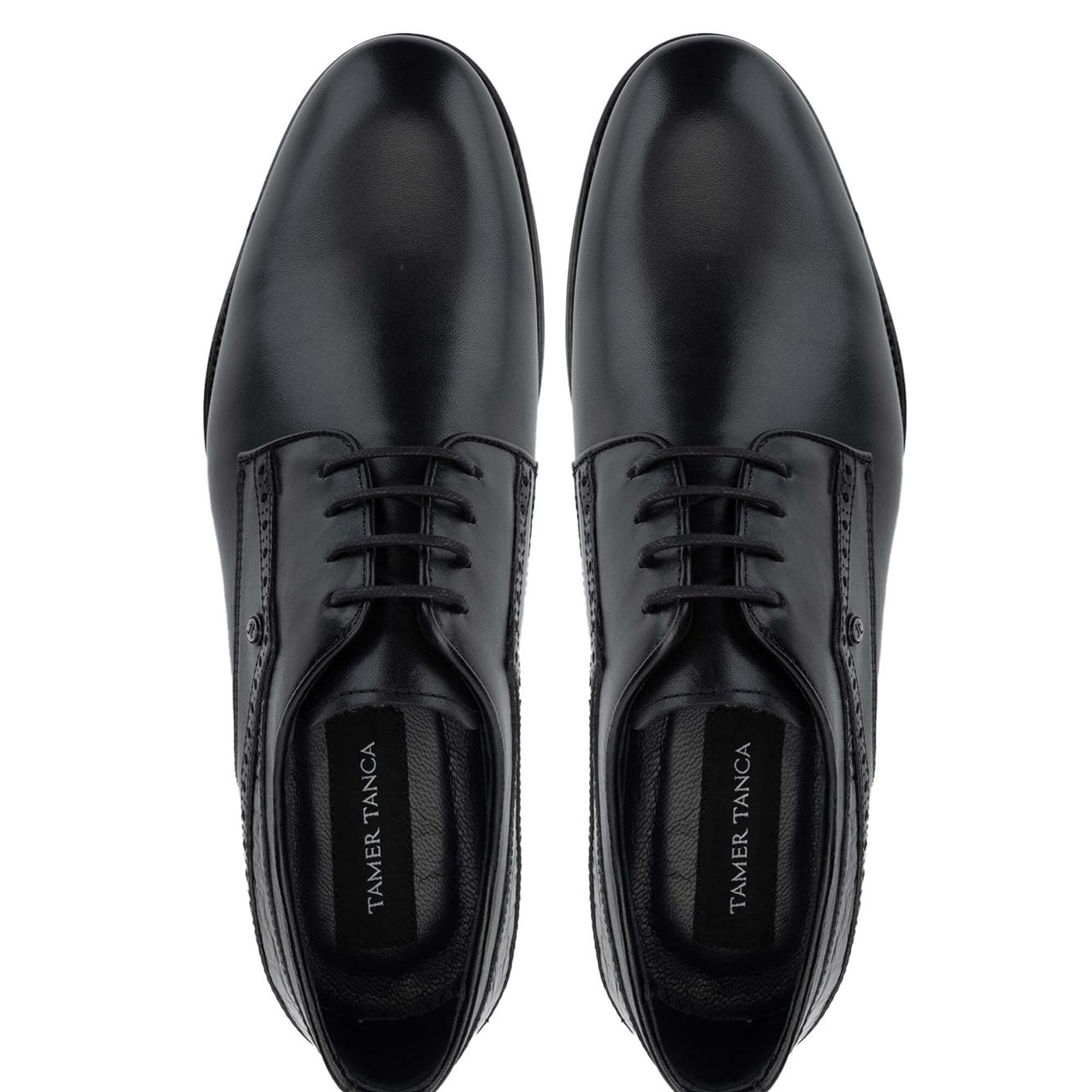 Tamer Tanca Erkek Hakiki siyah Deri Günlük Ayakkabı