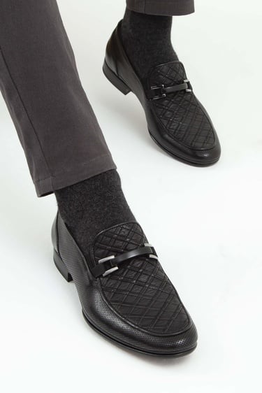  Tamer Tanca Erkek Hakiki Deri Siyah Makosen Ayakkabı